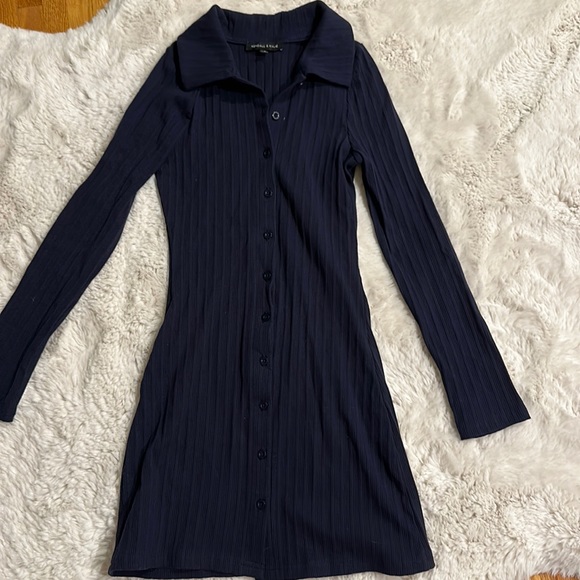 Kendall & Kylie Blue Ribbed Collar and Button-Up Dress Size XS - Picture 2 of 9